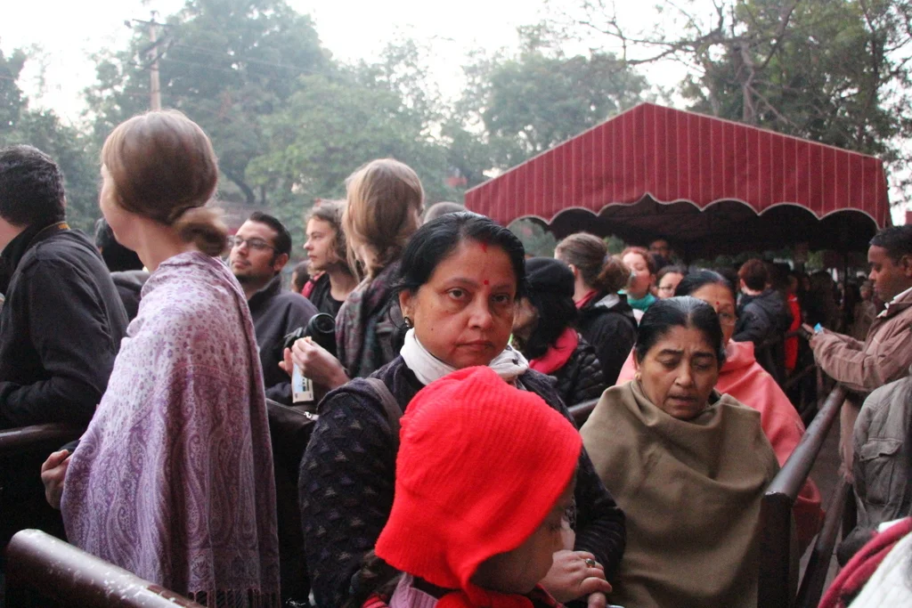 Waiting in line outside the Taj Mahal. Better watch your spot!