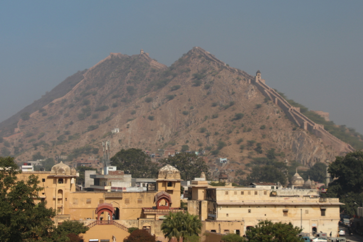 The maharaja who built Jaipur fort once went to China and was impressed by the Great Wall. He made sure that his fort complex was accompanied by a wall of his own.