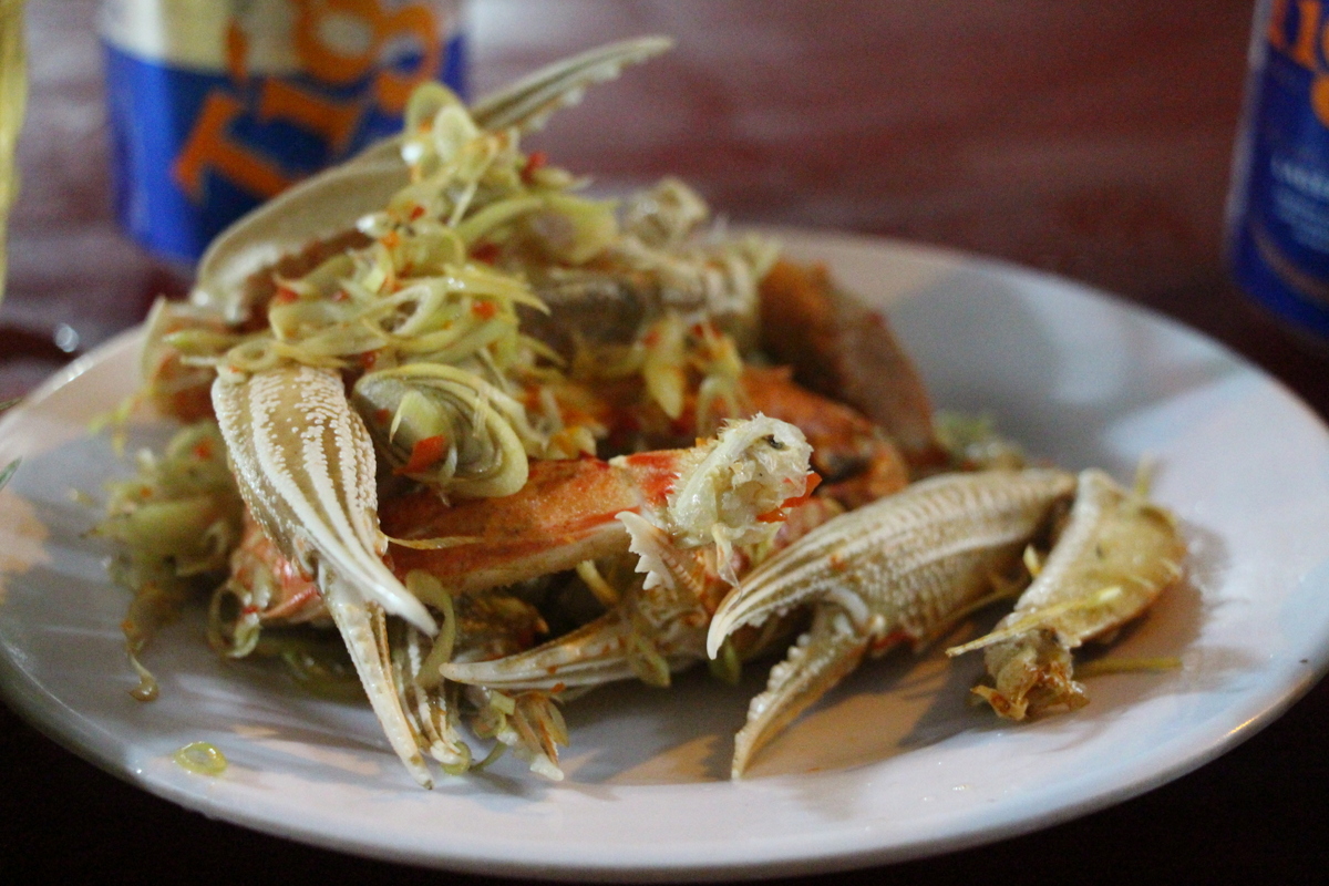 Crab claws stir fried with lemongrass and chili. 5 scooters. 