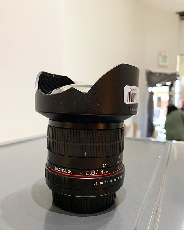 Got a Rokinon 14mm f2.8 for canon EF mount!  Got a couple of issues with it.  Some searches on the front element and the shade is missing an edge.  Asking $60.  Www.Glasskeycamera.Bigcartel.Com