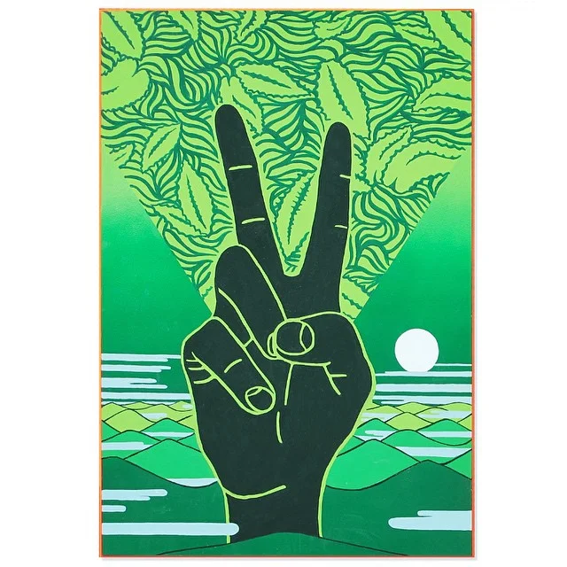 finished left panel of a diptych commission painting for @j.o.esq ... this side shows his hometown in the mountains of virginia #ronan #houseofcolor #enamelpainting #jetlife #pilottalk