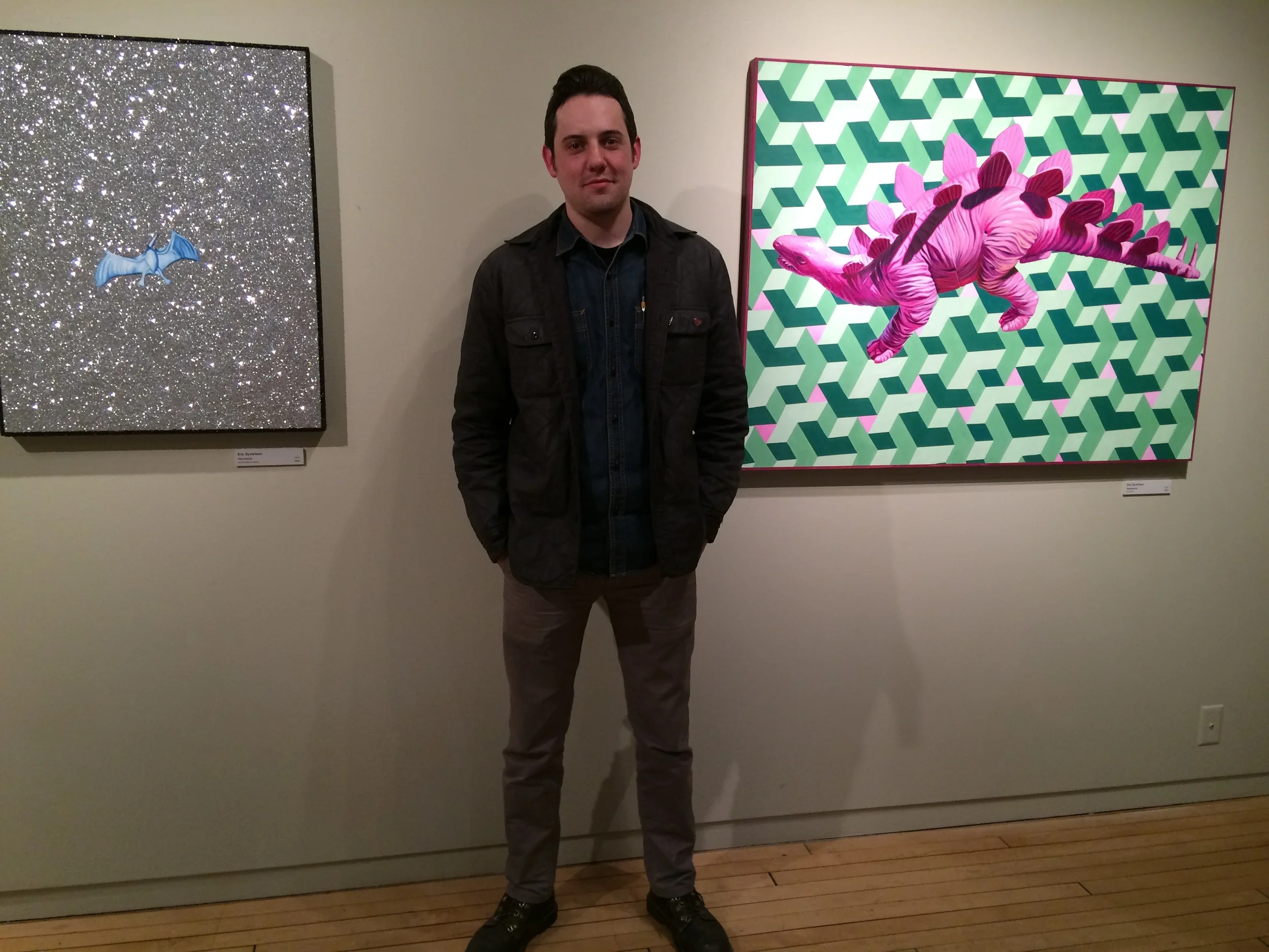 Eric Syvertson at the opening of the Raised on the Red exhibition at the Rourke Art Museum