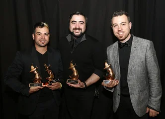 Official image provided by Terry Wyatt of Getty Images for the 46th Annual GMA Dove Awards. From left to right: Jerricho Scroggins, Michael x o Connor and Seth Mosley of Full Circle Music.