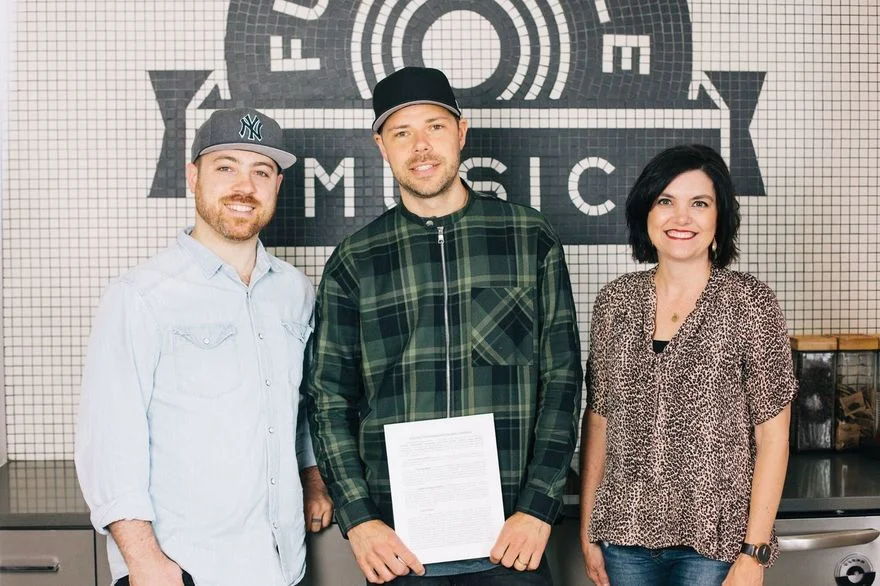 From L to R: Seth Mosley (President of Full Circle Music), Tommy Iceland, Stacey Willbur (VP of Publishing and A&R; at Full Circle Music)