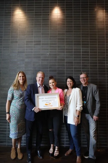 SoundExchange's Senior Director, Industry Relations Linda Bloss-Baum, President & CEO Mike Huppe, Riley Clemmons, Chief Communications Officer Helaine Klasky & VP Industry Relations, Barry Levine. Credit: Amy Carpenter Creative