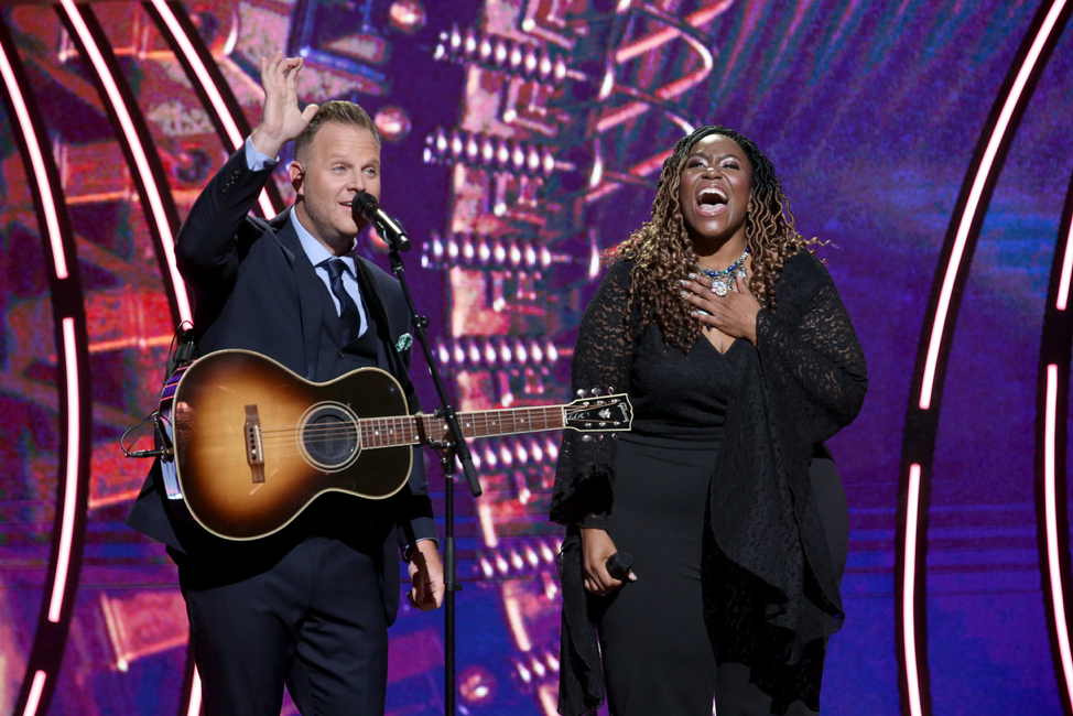 Co-hosts Matthew West and Mandisa. Credit - Getty Images for K-LOVE Fan Awards