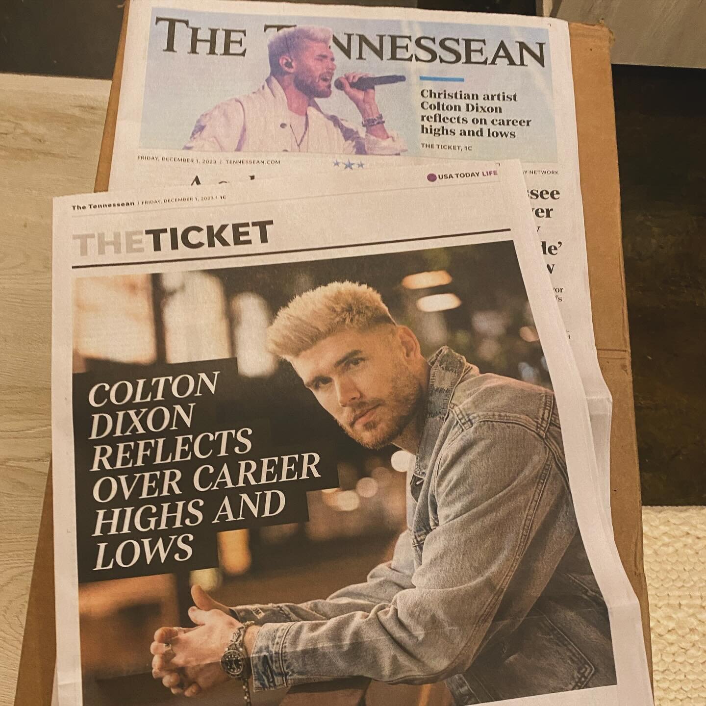 Thx @tennesseannews &amp; @melhurt for the frontpage ❤️ on @coltondixonmusic!  Check out the article on new stands today if you&rsquo;re a local or online here:  https://www.tennessean.com/story/entertainment/music/2023/11/30/christian-music-artist-c