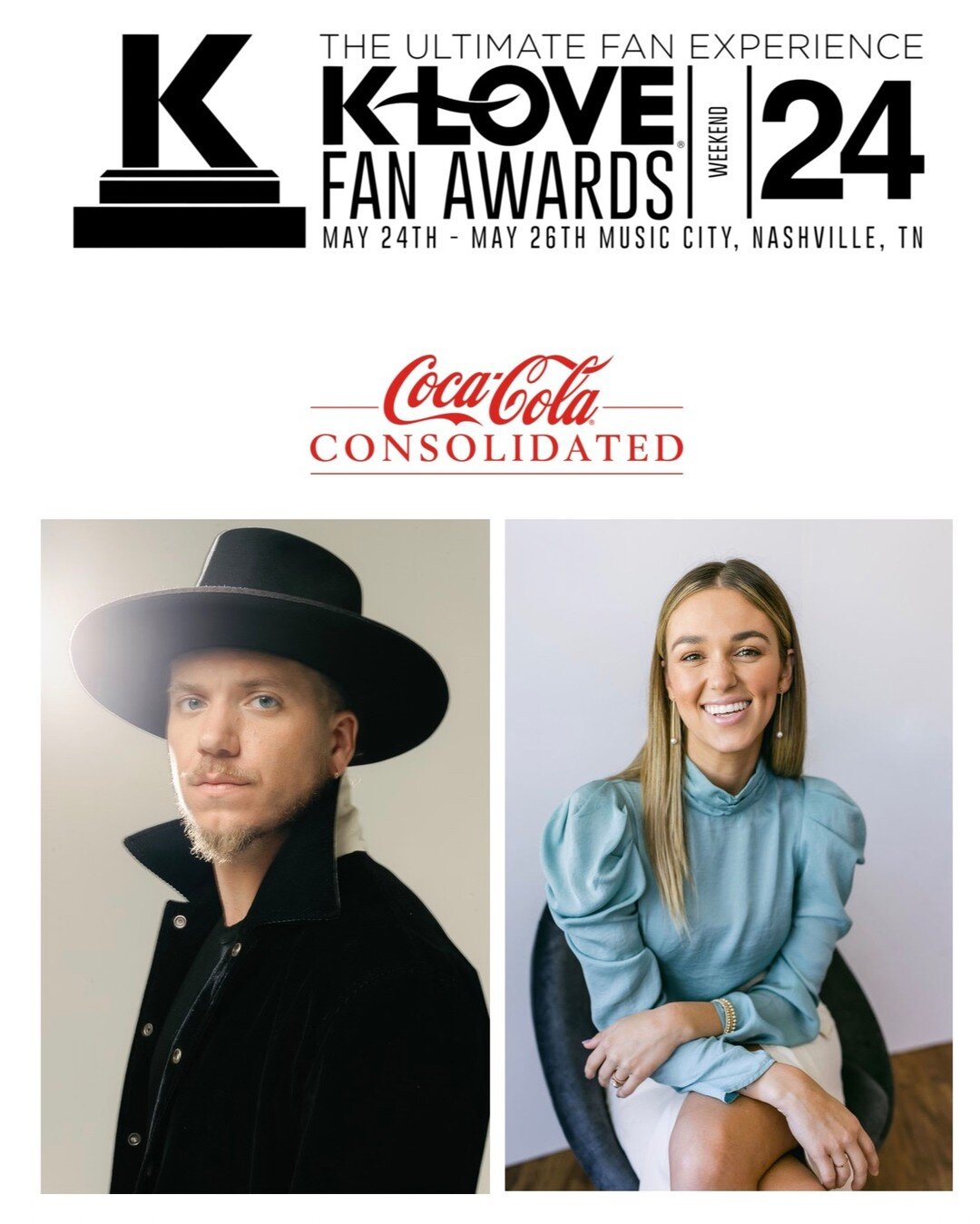 Yesterday, the K-LOVE Fan Awards announced live on the nationwide K-LOVE radio network that Brandon Lake and Sadie Robertson Huff will host the 11th annual K-LOVE Fan Awards. Taking place on May 26, 2024 at Nashville&rsquo;s iconic OPRY House, Coca-C