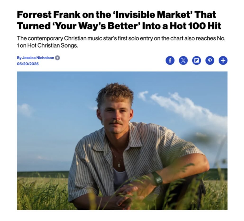 FORREST FRANK&rsquo;S &ldquo;CHILD OF GOD II&rdquo; has debuted atop the Billboard Top Christian Albums chart and No. 12 on Billboard&rsquo;s Top 200 Album Chart.  Simultaneously, viral track &ldquo;YOUR WAY&rsquo;S BETTER,&rdquo; has become a Billbo
