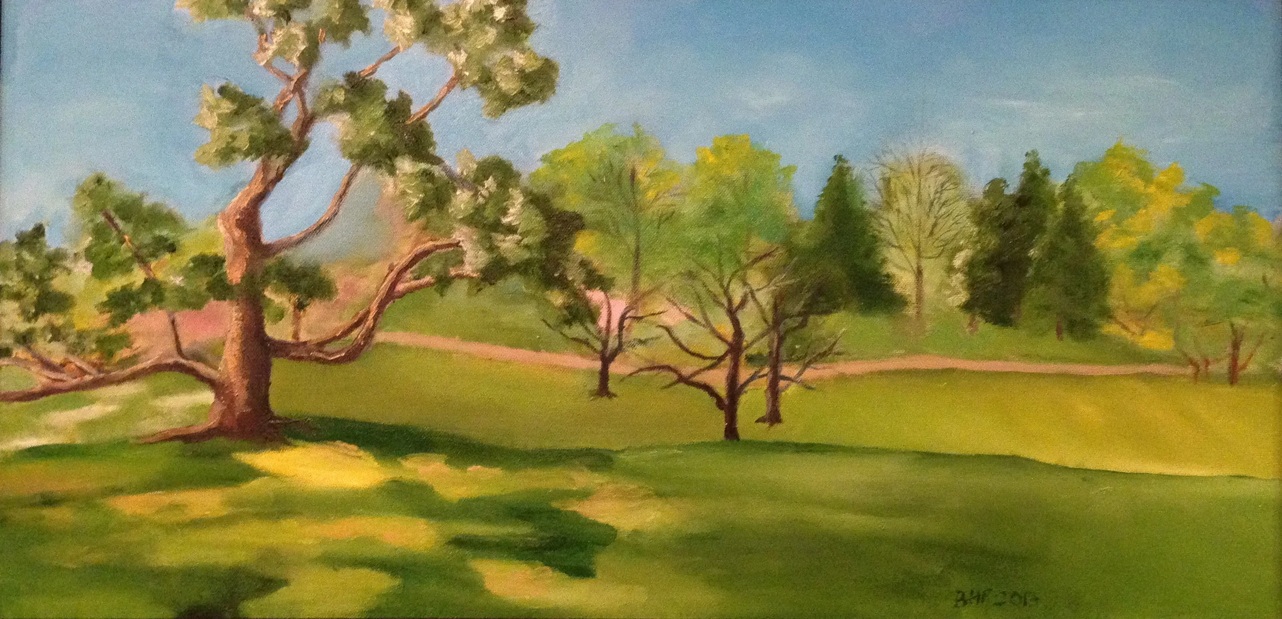 View from a Picnic, 2014. oil on canvas, 12" by 24"