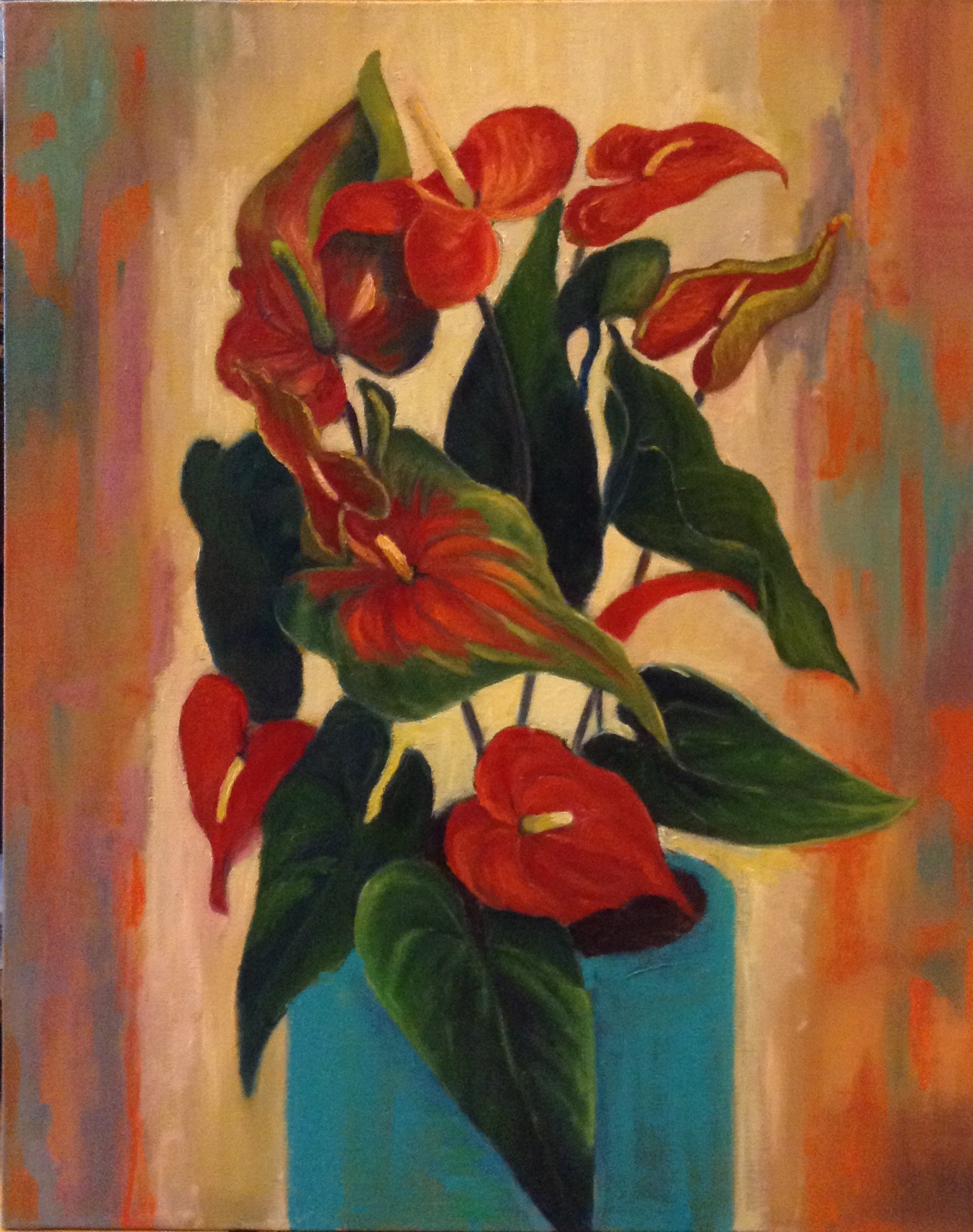 Anthuriums, 2017. Oil on canvas, 30" by 24" $1,800 (Copy)