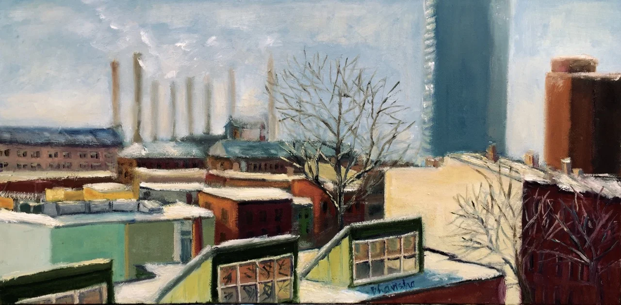 View From Ageless Gardens, 2017. 10" by 20", oil on canvas
