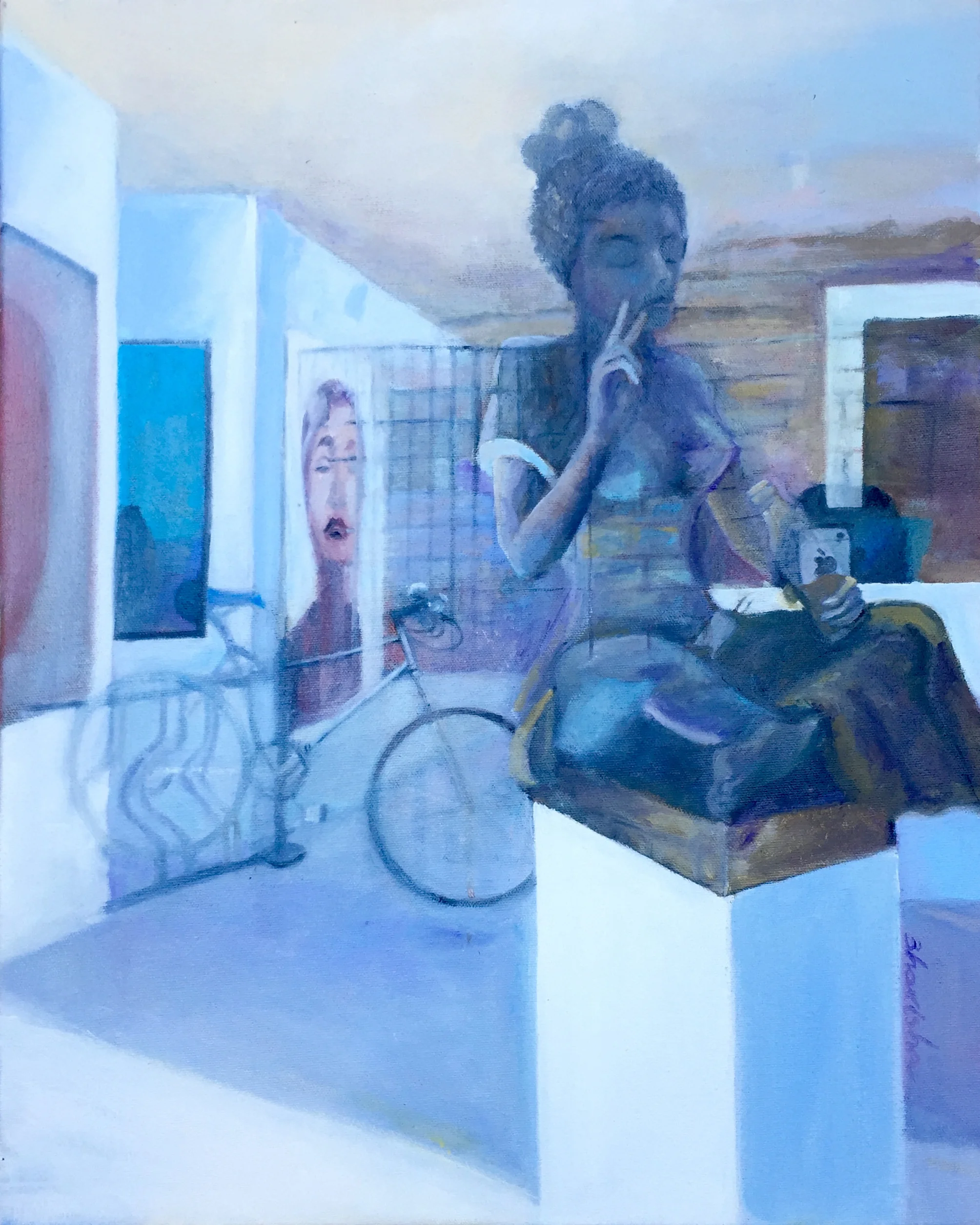 The Buddha & I, 2017. Oil on canvas, 20" by 16"