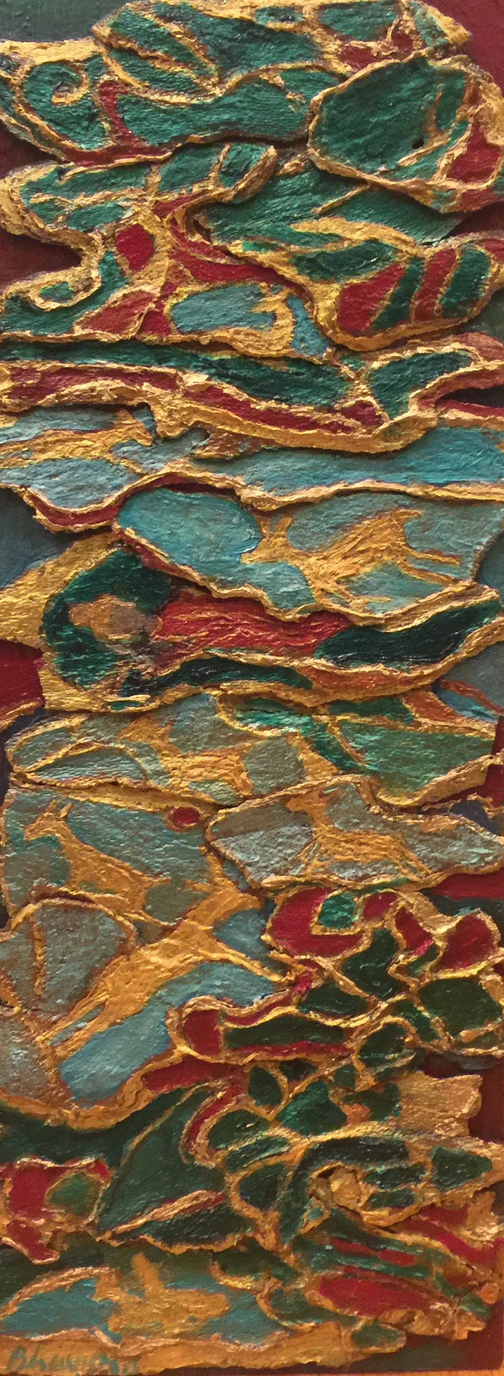 Resting Buddha Buddha Resting (2018) Oil on Bark 15” by 6”