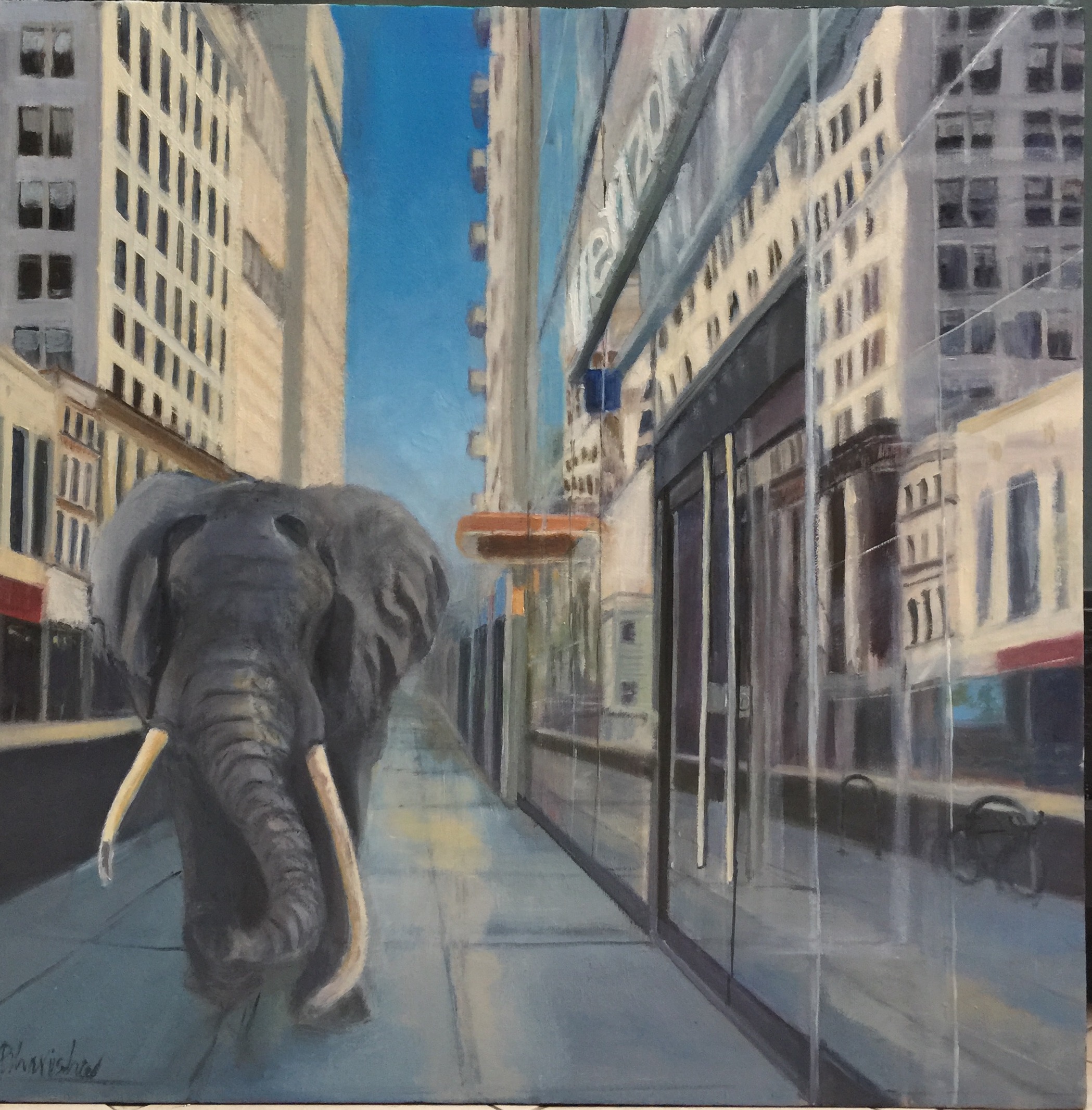 Elephant on Walnut Street (2018) Oil on Canvas (24” by 24”) (Copy)
