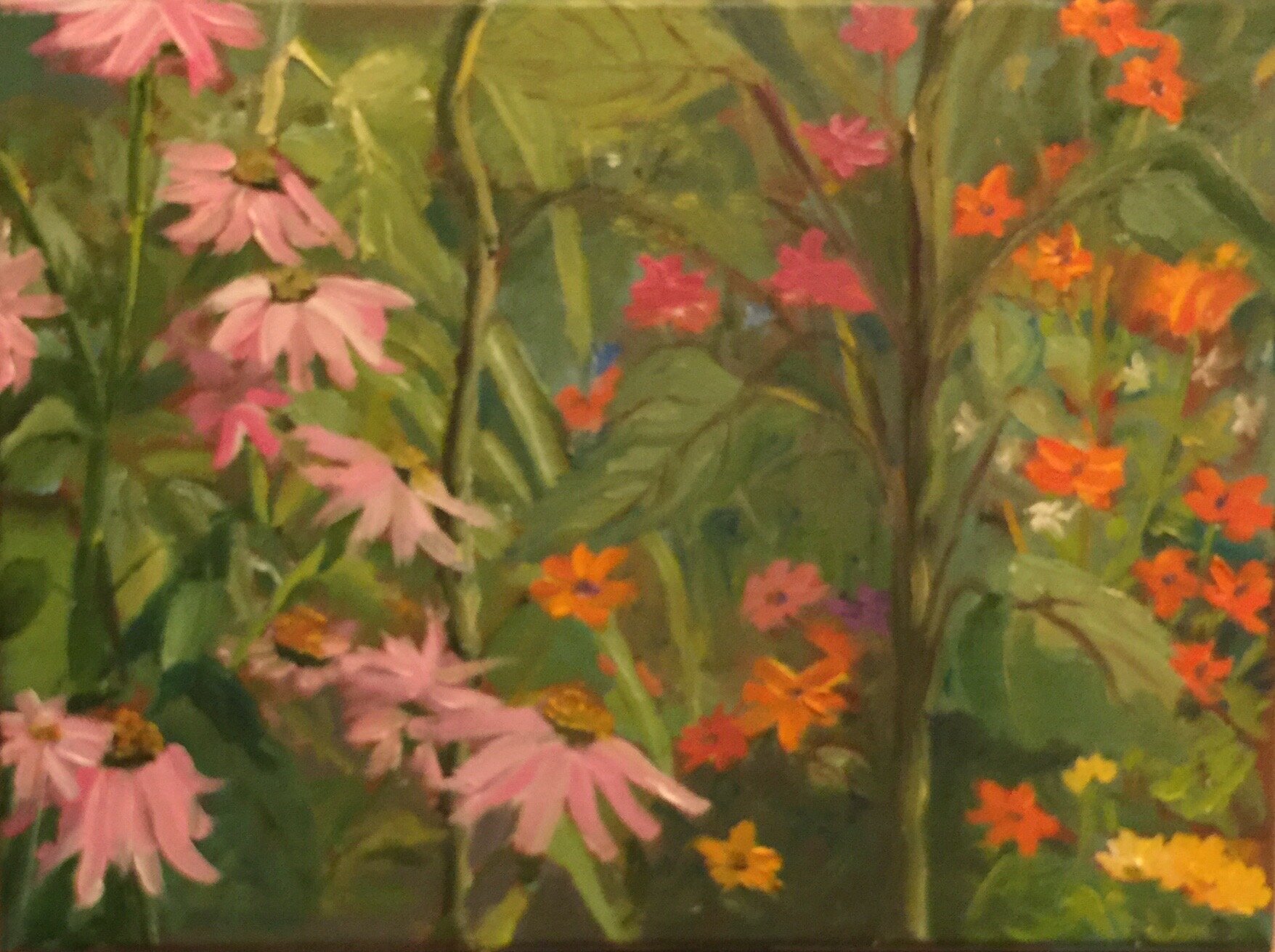 Peeking Through The Sunflowers, oil on canvas, 9"x12" $270.00 (Copy)