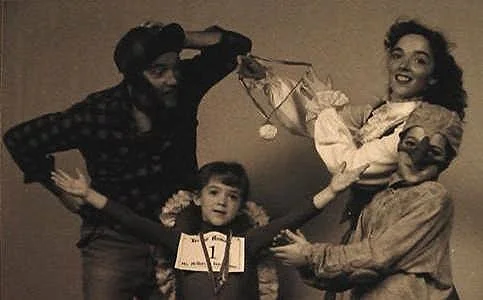 Becca with her family band, The Tune Mammals. Age six,.