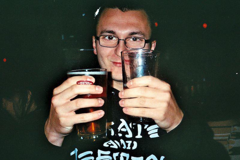 Videographer Tom Gorelik enjoying multiple bevs, most likely at Bar Matchless.