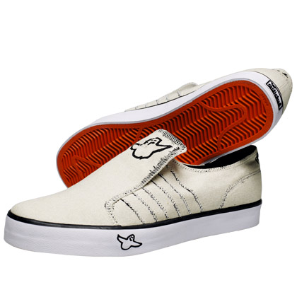 Adidas Gonz Slip-On 2008 Yes, they did re-release these , but the Gonz Slip-On's Adidas put out in 2008 didn't have that annoying rubber ollie patch that's featured on the current version. The soles on these got nice and soft after breaking in and absorbed impact extremely well for a vulcanized sole. They made a Navy pair that looked badass, unfortunately the internet does not seem to have any record of them. 