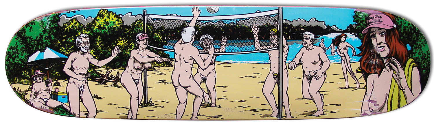 Sean Cliver's greatest personal triumph, Chico Brenes' nude beach board for World Industries.