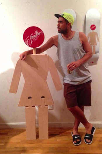 Koston has never shared a cold one with anything we've made. Anthony Hart's life-size Girl doll, 2013.