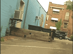Mike Lemnitzer skating an old spot in new ways. Switch ollie, powerslide, ollie.