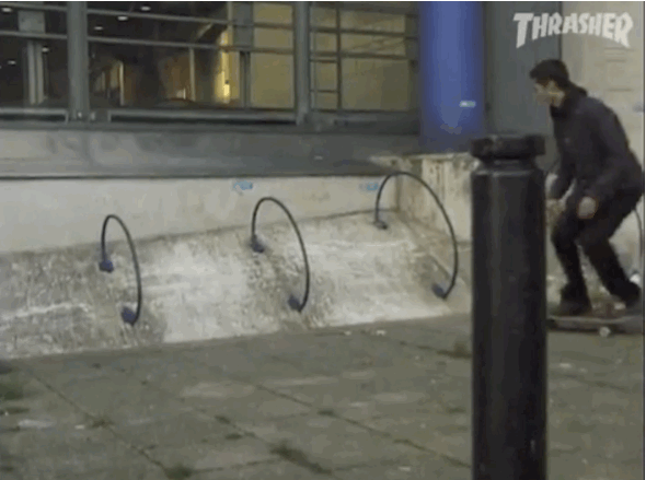 This was not filmed in Southern California. Tom Knox, alley-oop frontside 5-0 shove-it.