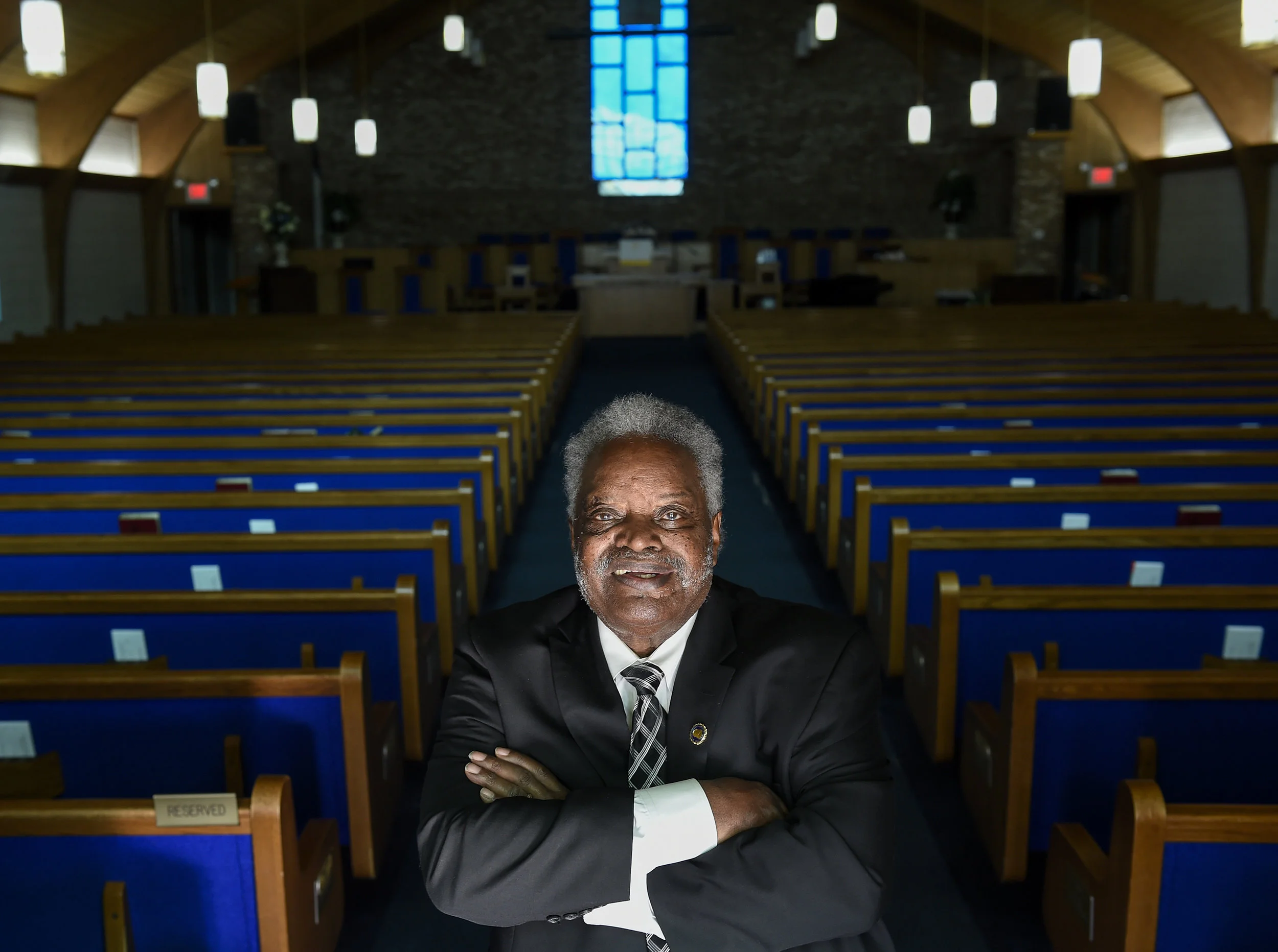  Rev. James "Tex" Thomas, who remembers marching with Dr. King Jr.,&nbsp;&nbsp;stands in the chapel of Jefferson Street Missionary Baptist Church in Nashville, Tenn.&nbsp; 