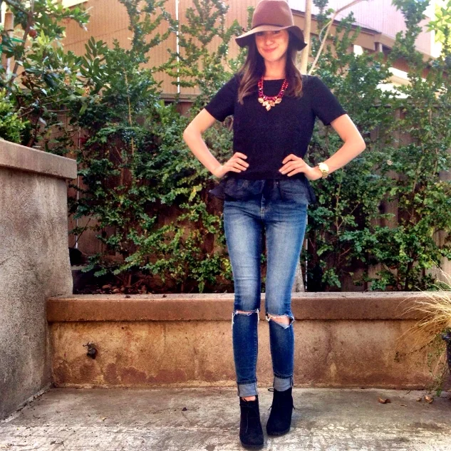 Shop the Look Below. Top: ASOS. Jeans: ASOS. Hat: Target. Shoes: Target. Necklace: Accessory Jane