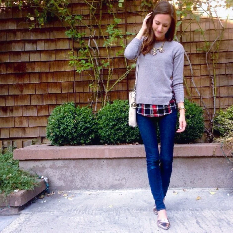 Shop the Look Below. Top: Goodnight Macaroon. Jeans: Jbrand. Shoes: Chinese Laundry. Necklace: Stella & Dot. Bag: Michael Kors via Tjmaxx.