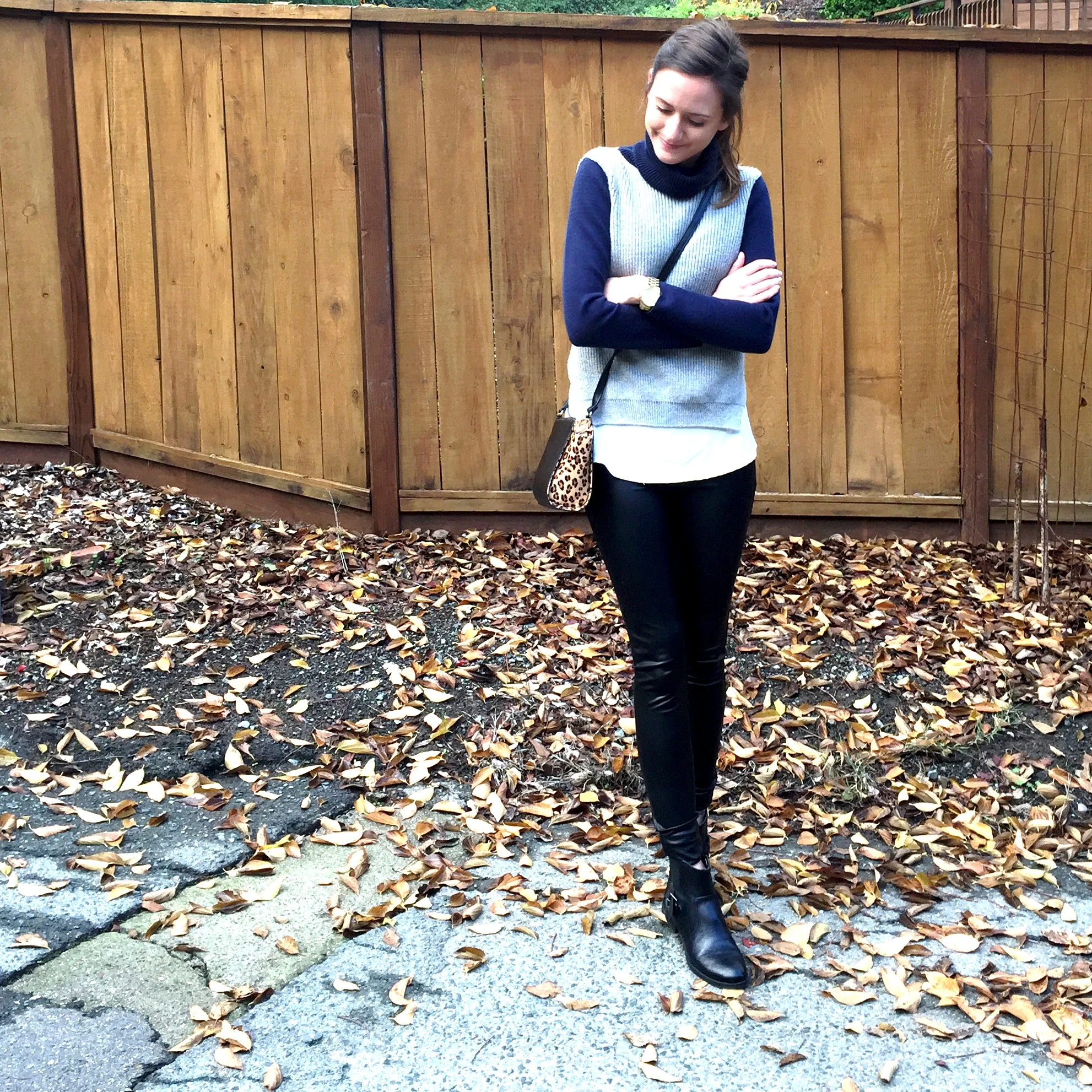 Shop the Look Below. Top: Goodnight Macaroon. Leggings: ASOS. Boots: Nine West via Marshalls. Bag: Forever21. 