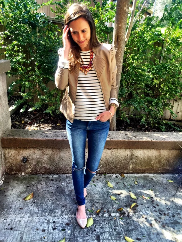 Shop The Look Below. Jacket: Fevrie. Jeans. ASOS. Shoes: Steve Madden. Necklace: Accessory Jane. Watch: Michael Kors. Bracelet: Kendra Scott.