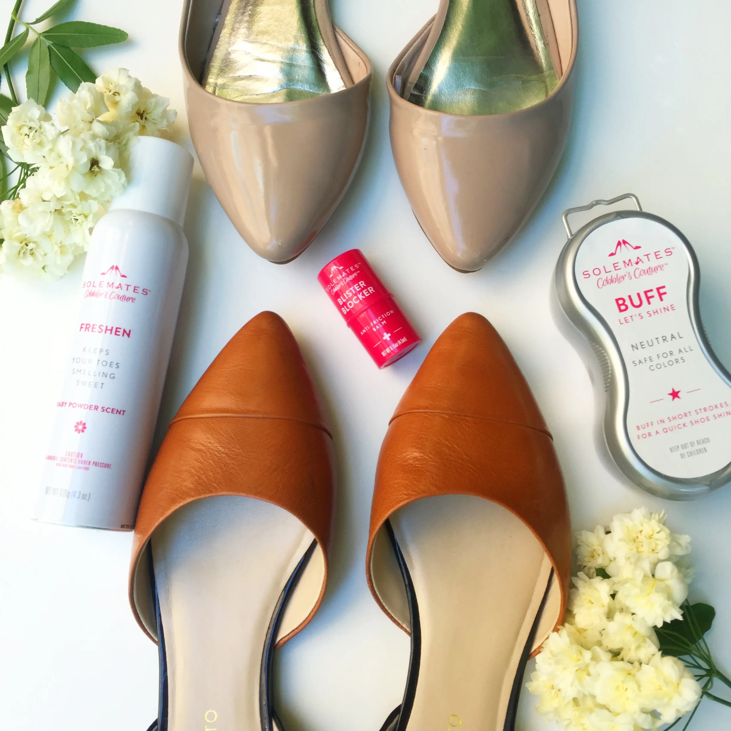 Freshen, Buff, and Blister Blocker c/o The Solemates. Flats: Steve Madden. and Franco Sarto (see links below)