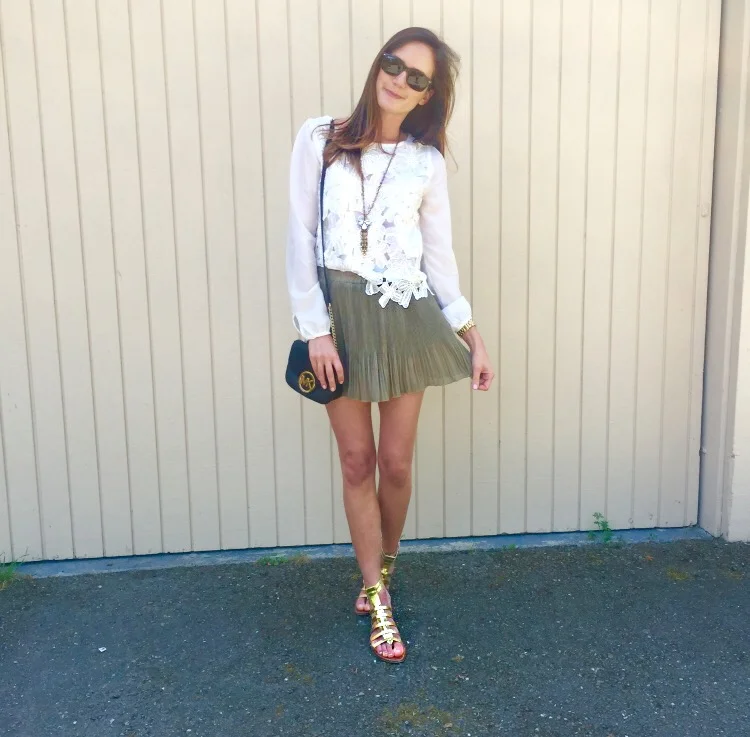 Shop the Look Below. Top and Skirt c/o Lookbook Store. Bag: Michael Kors. Shoes: Sam Edelman. Necklace: Baublebar