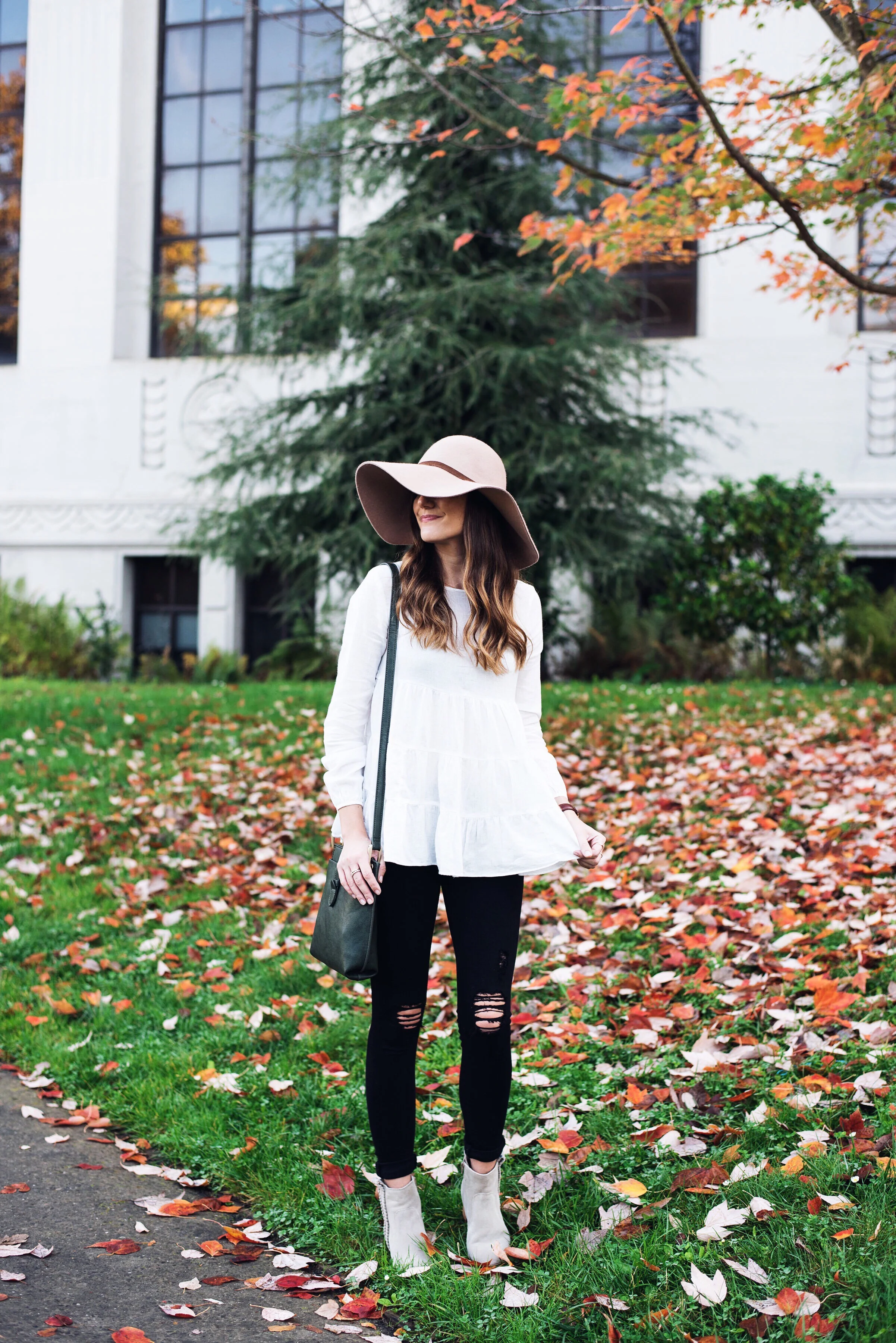 Shop the Look Below. Top: Sincerely Jules . Jeans: Hudson. Similar here . Boots: Coconuts by Matisse . Hat: Nordstrom . Bag: ASOS . Photos by Shefali Parekh Photography