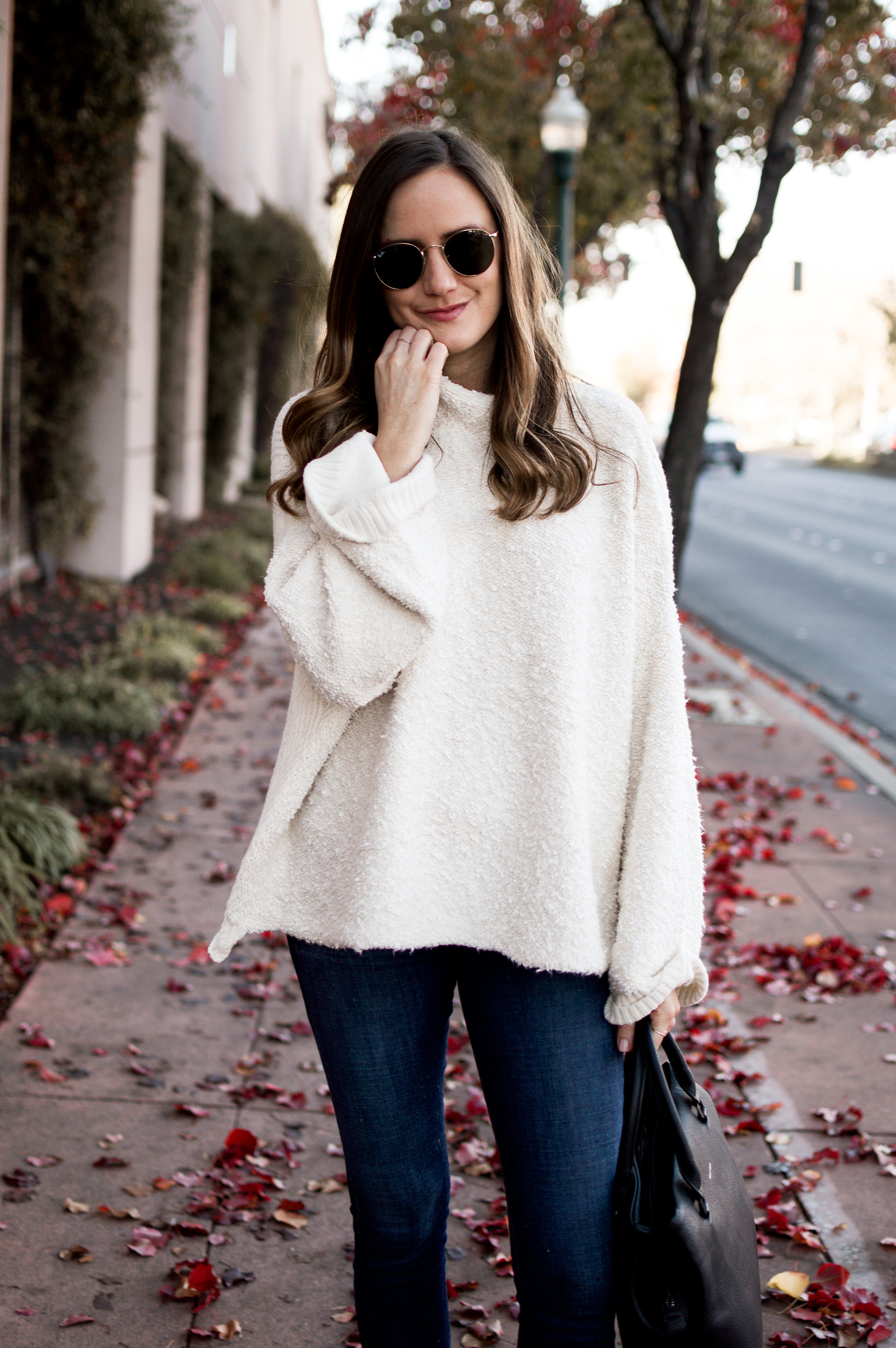 Black UGG Boots and White Sweater — Girl Meets Gold