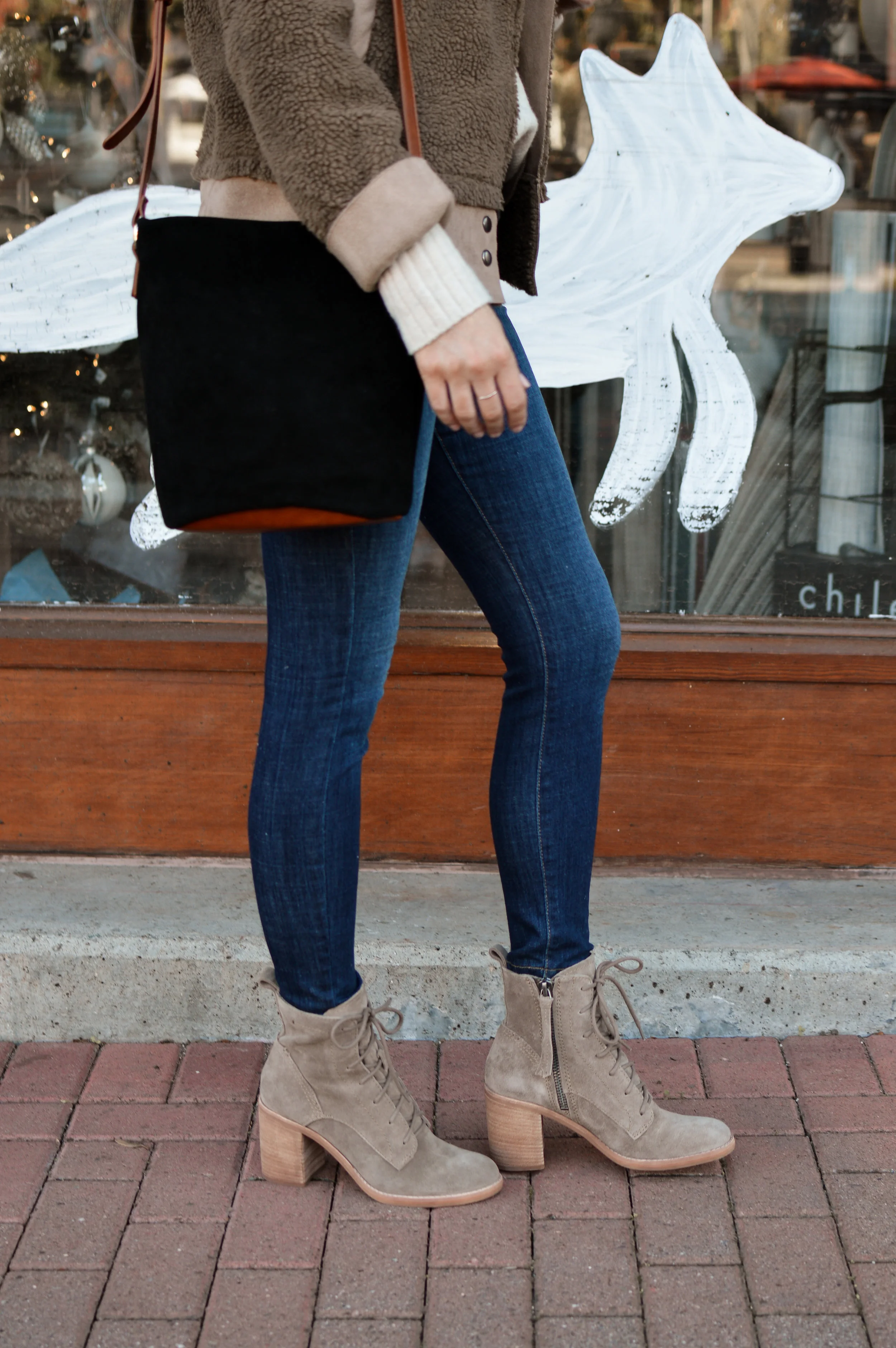 taupe lace-up boots