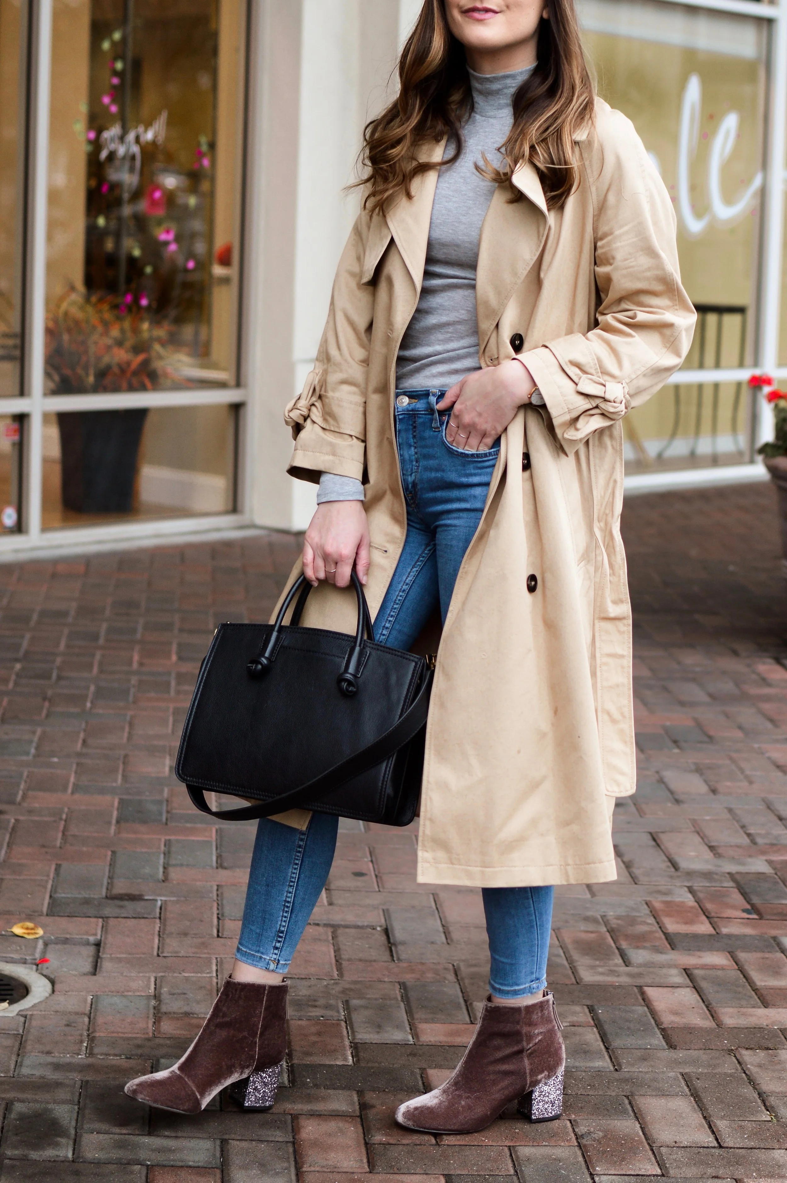 Trench Coat and Velvet Boots — Girl Meets Gold