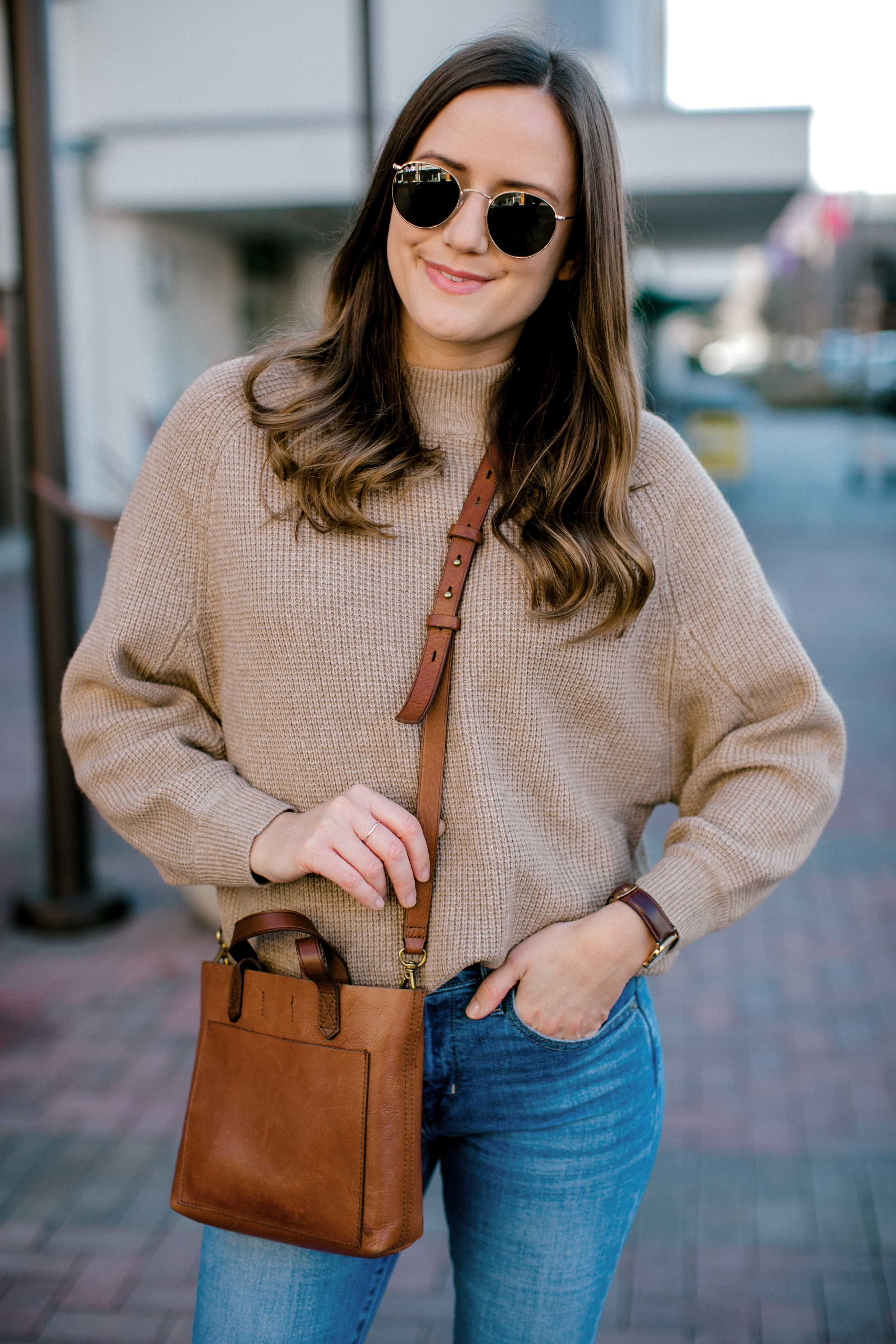 Camel Sweater and Cognac Ankle Boots — Girl Meets Gold