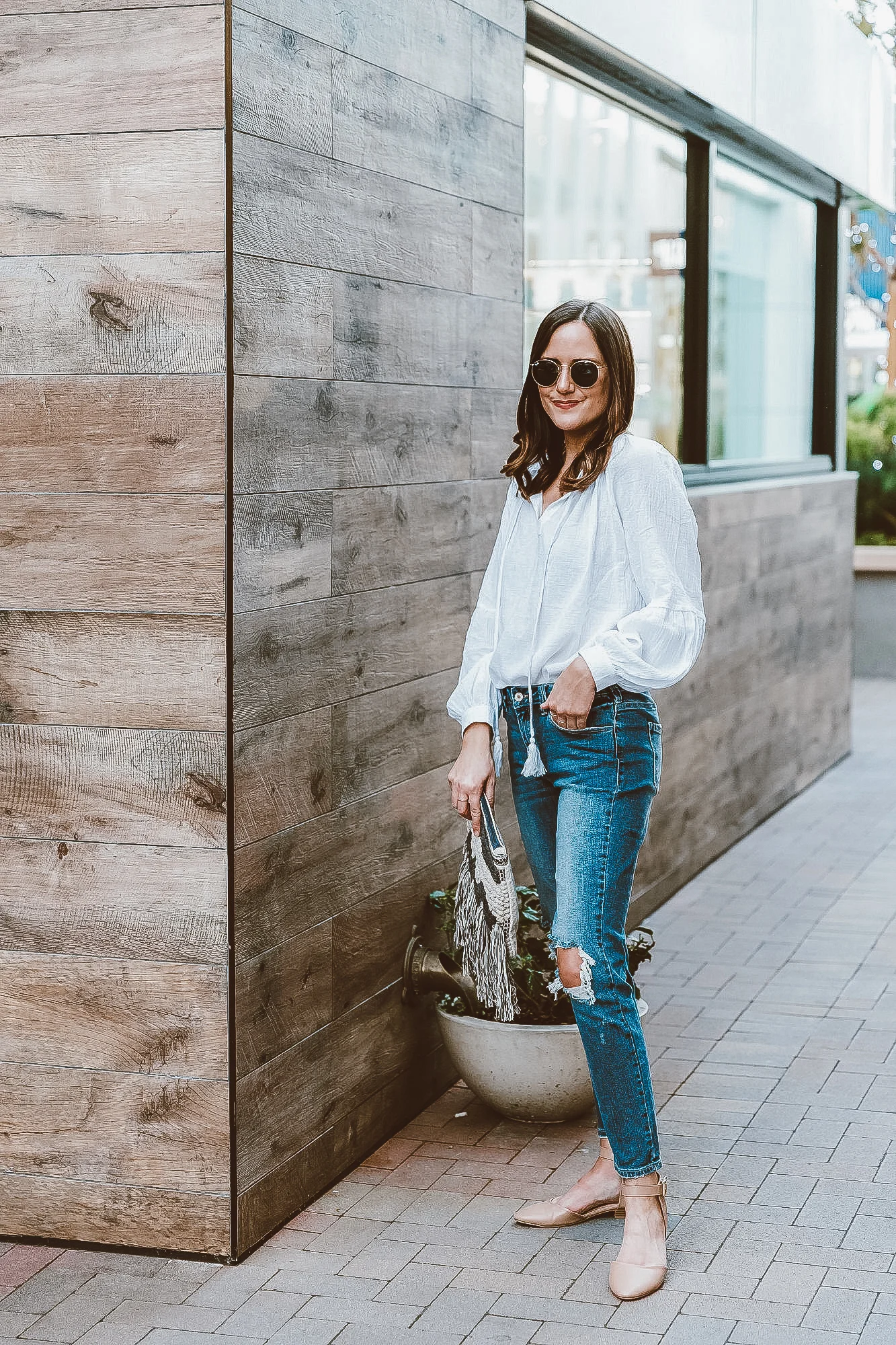 white top and jeans