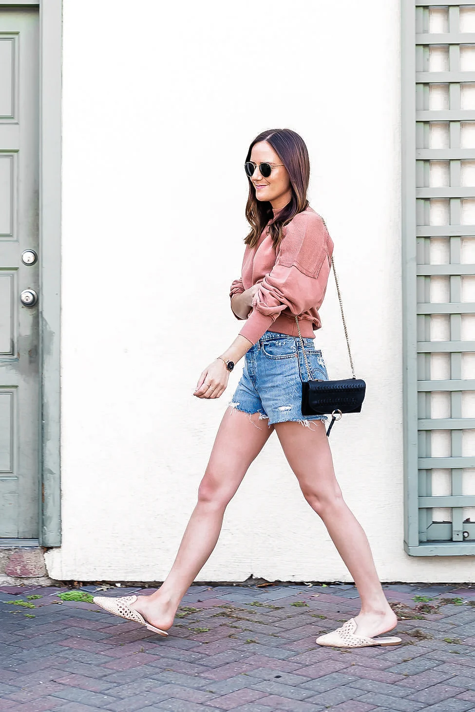 Shop the Look Below. Free People Pullover | Levi's Shorts | Nordstrom Shoes | Free People Bag | Ray-Ban Sunglasses