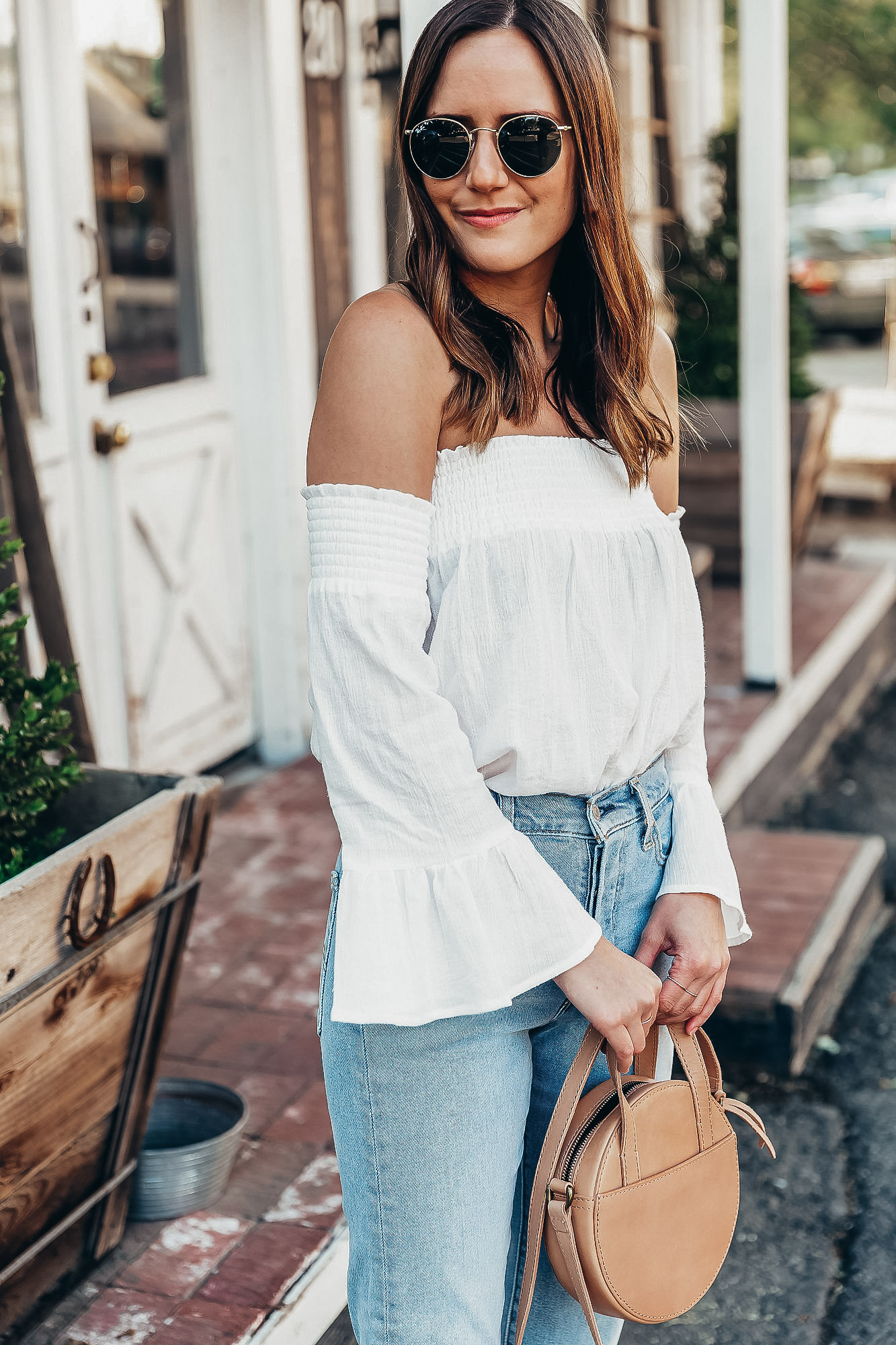 Summer Denim: White Cotton Top and Lace-up Sandals — Girl Meets Gold