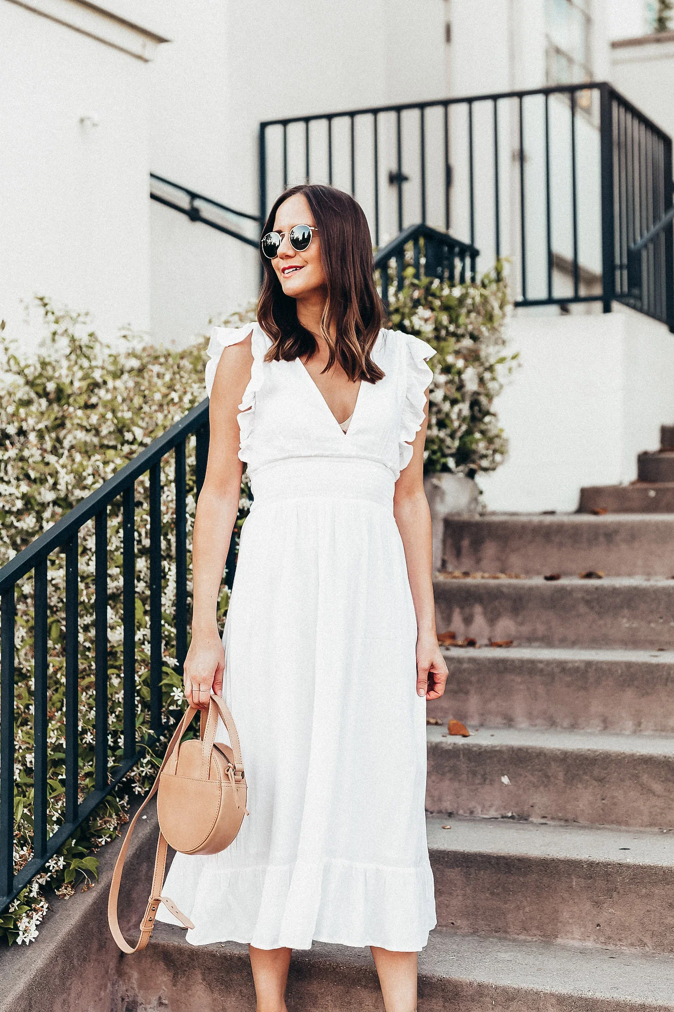 White Ruffle Midi Dress — Girl Meets Gold