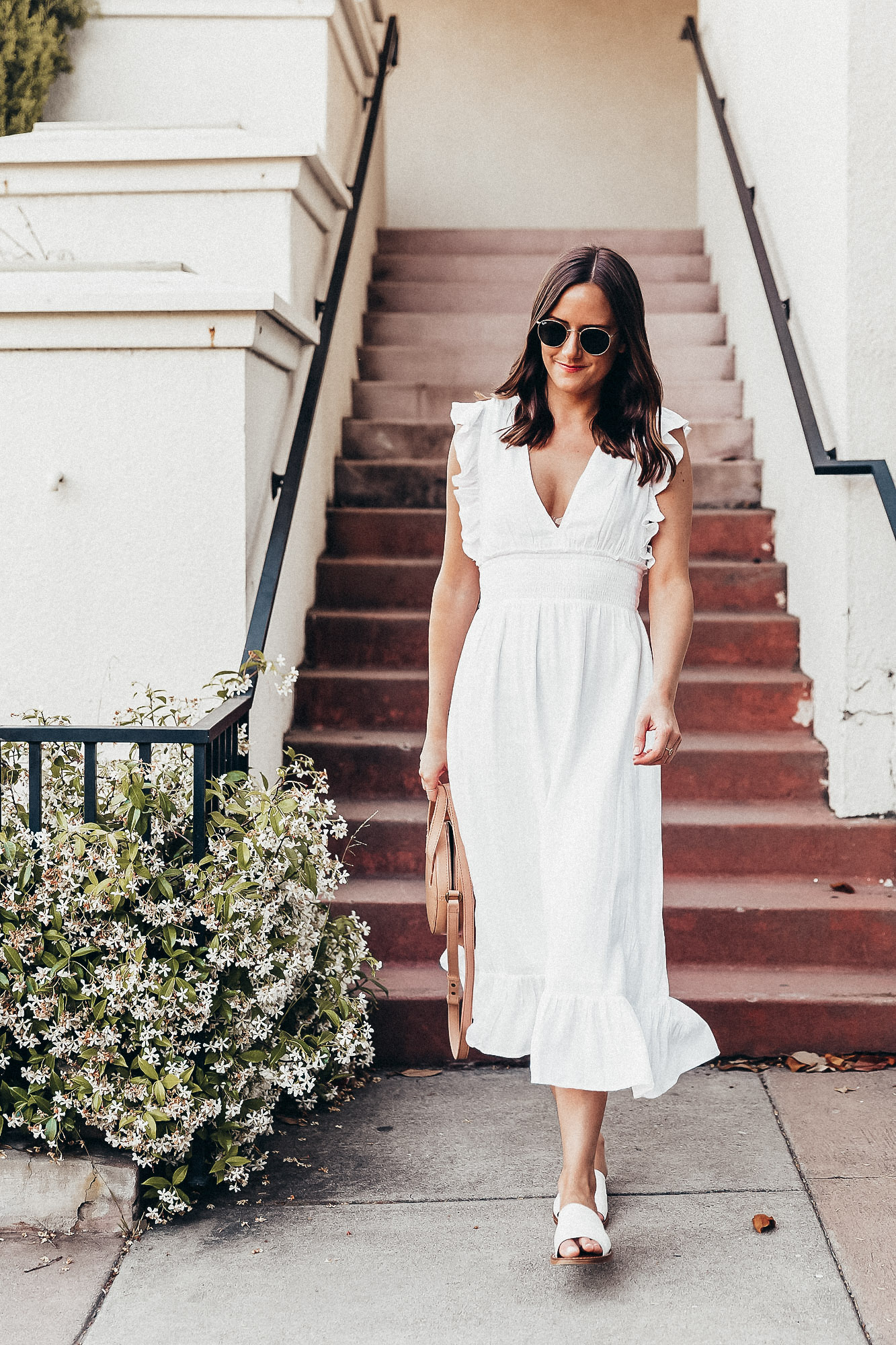 White Ruffle Midi Dress — Girl Meets Gold