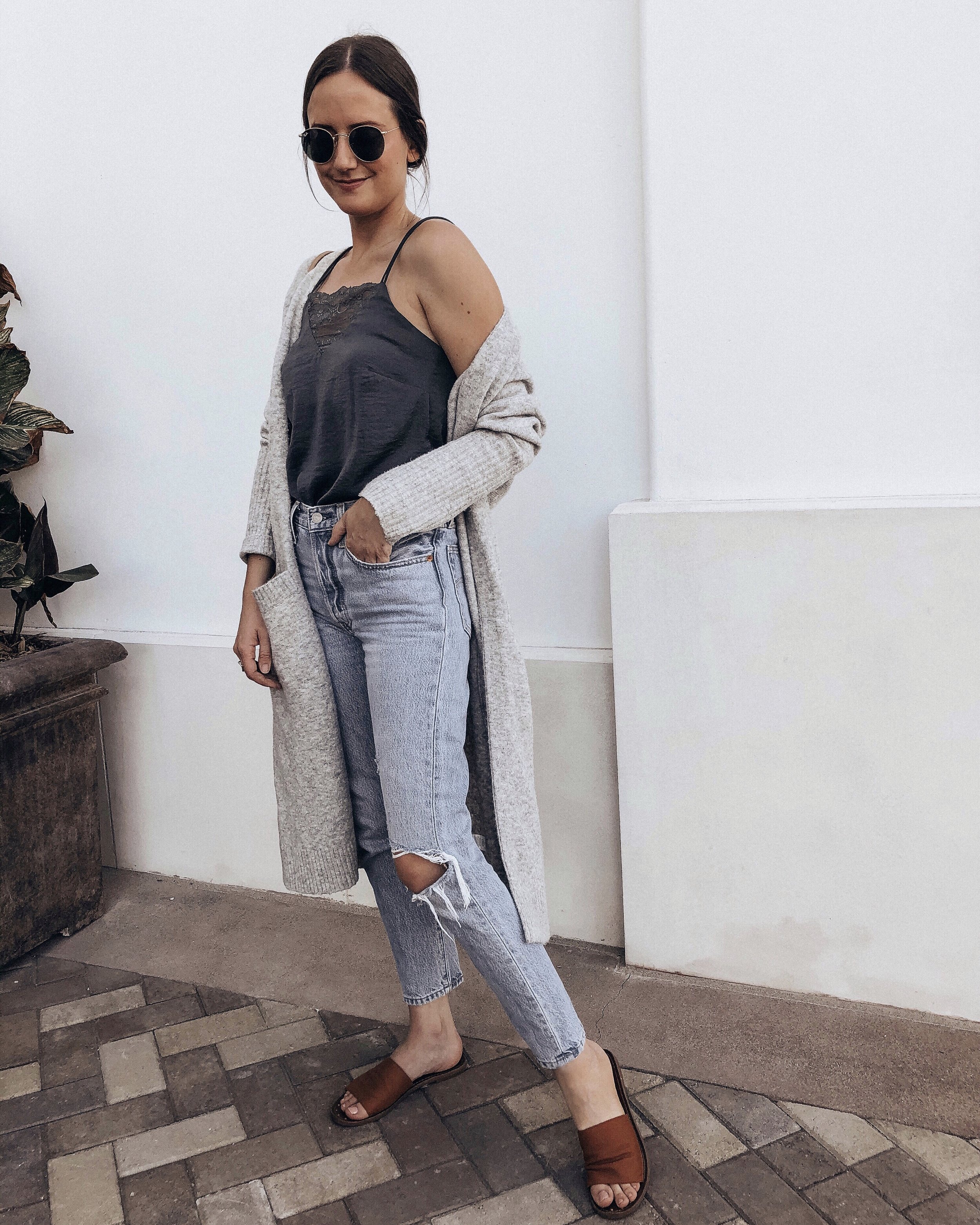 grey duster cardigan