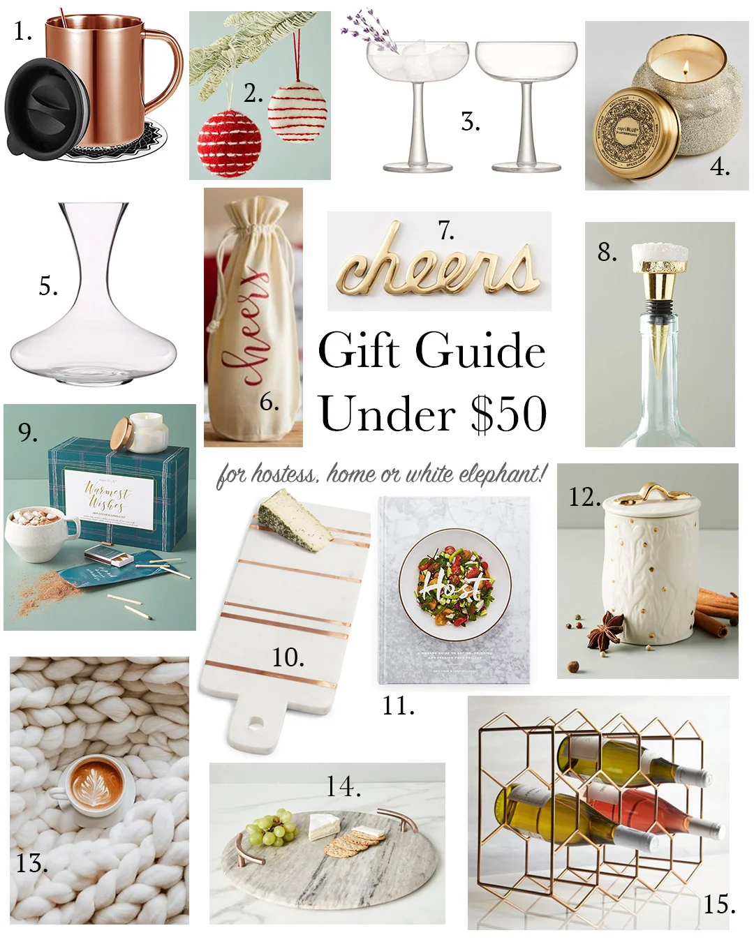 Gift Guide Under $50 | For Hostess, White Elephant or Home