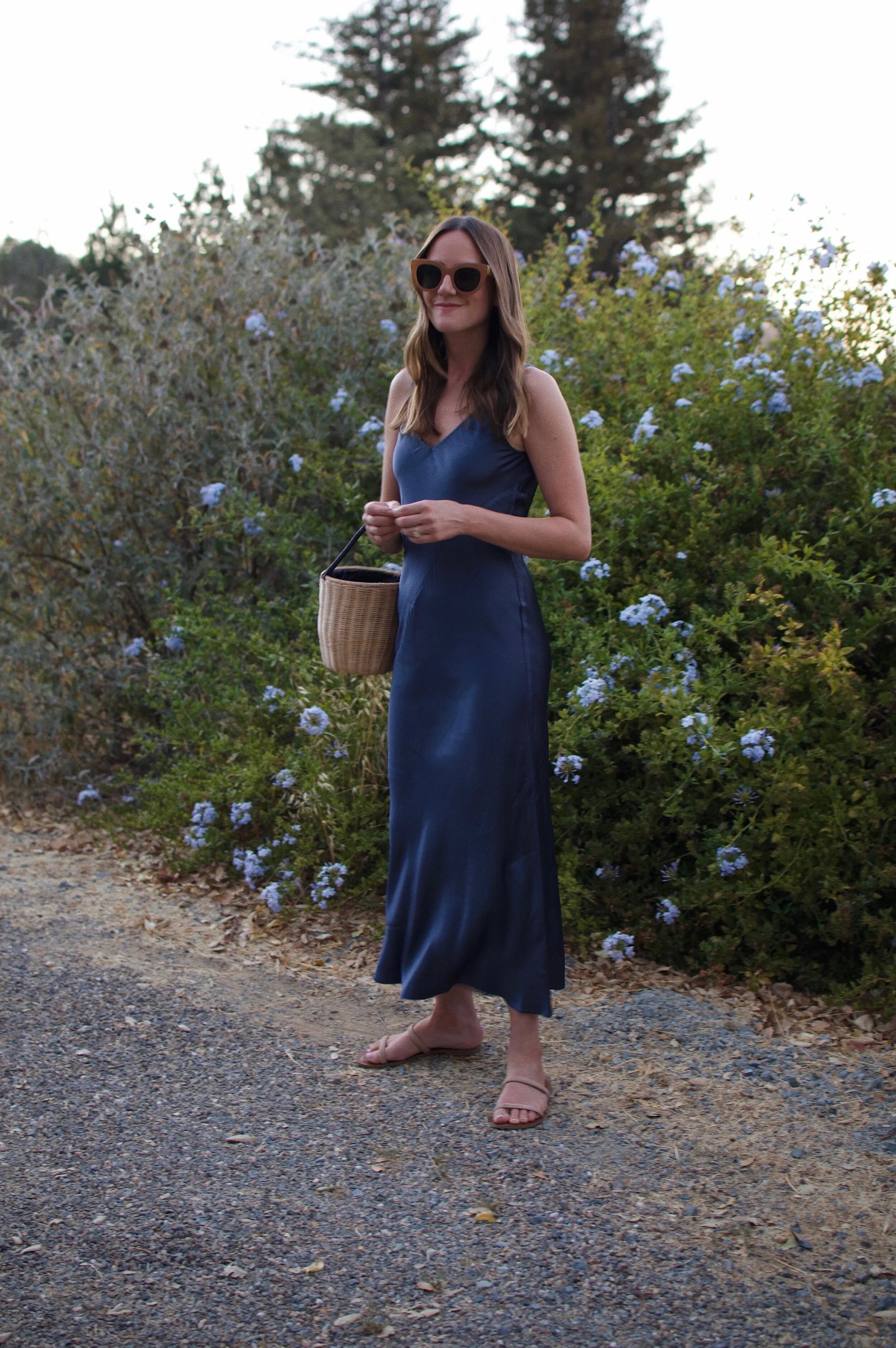 Navy Slip Midi Dress