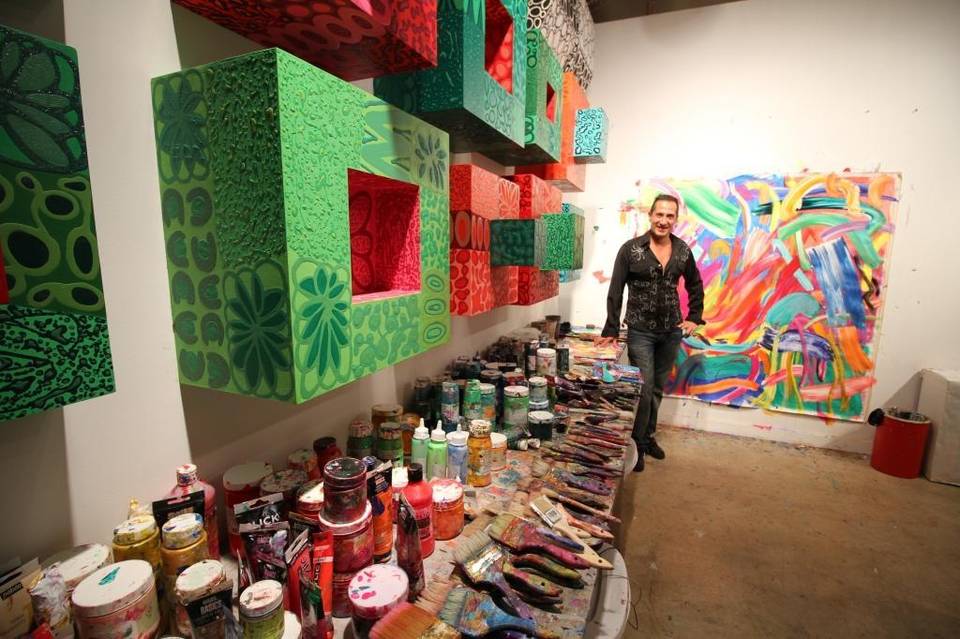 Pablo Contrisciani, whose work studio is located within Laundromat Art Space, on 5900 NE Second Ave., stands beside his three-dimensional work. CAITLIN GRANFIELD For the Miami Herald Read more here: http://www.miamiherald.com/entertainment/visual-arts/article86406922.html
