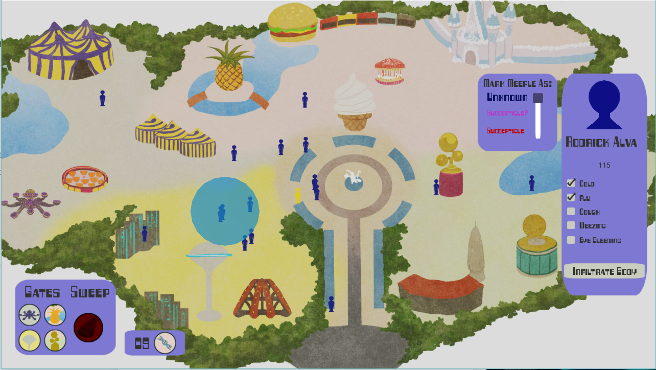  The player prepares a "susceptibility sweep," where they can expend precious resources on the ability to get a count of people susceptible to the  Sin Nombre &nbsp;virus within a given radius. 