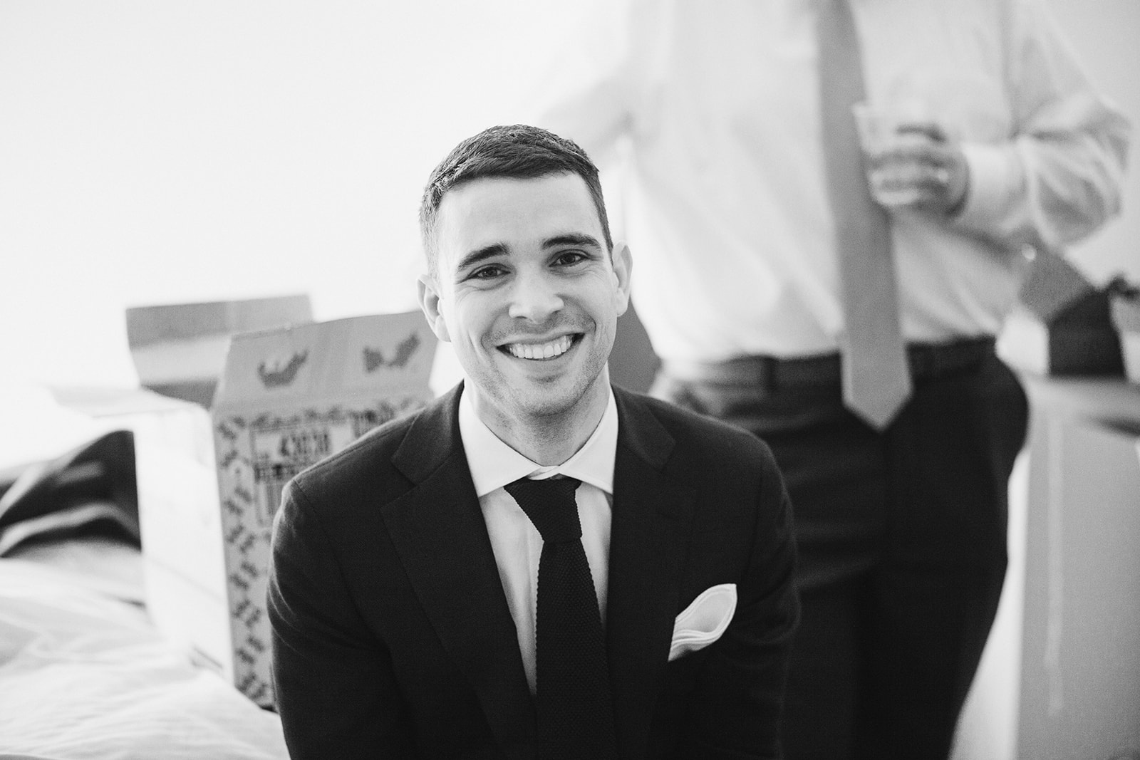  Bride and groom getting ready at the Phoenix Park Hotel, Washington D.C. Irish wedding with green and gold accents. Sarah Mattozzi Photography. 